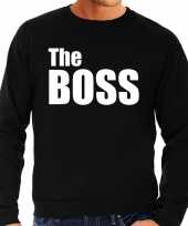 The boss sweater trui zwart met witte letters voor heren trend