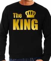 The king sweater trui zwart met gouden letters en kroon heren trend