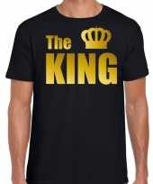 The king t-shirt zwart met gouden letters en kroon voor heren trend