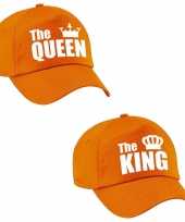 The king the queen petten oranje met witte kroon volwassenen trend