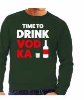 Time to drink vodka tekst sweater groen voor heren trend