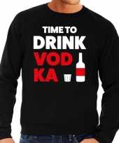 Time to drink vodka tekst sweater zwart voor heren trend