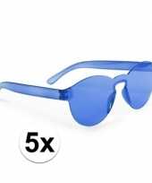 Toppers 5x blauwe verkleed zonnebrillen voor volwassenen trend