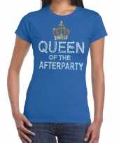 Toppers blauw toppers queen of the afterparty glitter t-shirt dames trend