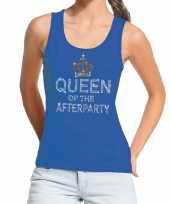 Toppers blauw toppers queen of the afterparty glitter tanktop dames trend