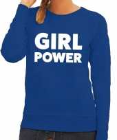 Toppers girl power tekst sweater blauw voor dames trend
