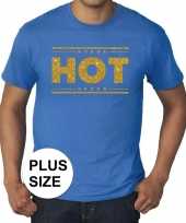 Toppers grote maten hot t-shirt blauw met gouden letters trend