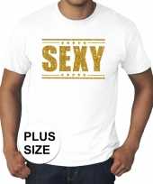 Toppers grote maten sexy t-shirt wit met gouden letters trend