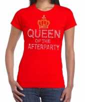 Toppers rood toppers queen of the afterparty glitter t-shirt dames trend
