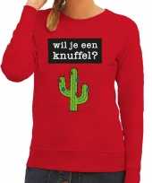 Toppers wil je een knuffel tekst sweater rood voor dames trend