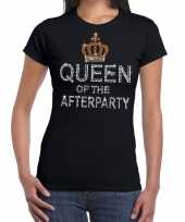 Toppers zwart toppers queen of the afterparty glitter t-shirt dames trend
