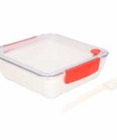 Transparant met rode lunchbox met vorkje 1000 ml trend