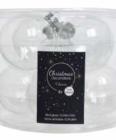 Transparante kerstversiering kerstballen 16 stuks glas 7 cm trend