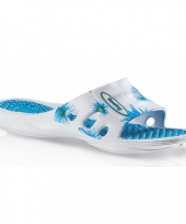 Tropische dames slippers blauw trend