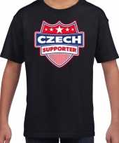 Tsjechie czech schild supporter t-shirt zwart voor kinderen trend