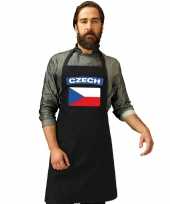 Tsjechie vlag barbecueschort keukenschort zwart volwassenen trend