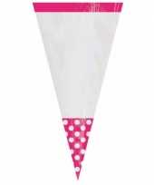 Uitdeel snoepzakjes fuchsia wit 10 stuks trend