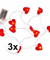 Valentijn 3x rode hartjes lichtsnoer 120 cm trend