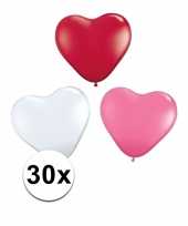 Valentijn hartjes ballonnen roze wit rood 30 st trend