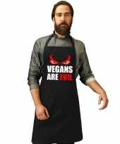 Vegans are evil barbecueschort keukenschort zwart heren trend