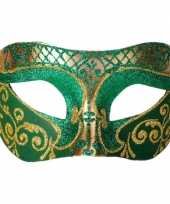 Venetiaans glitter oogmasker groen goud trend