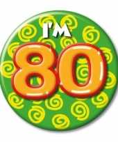 Verjaardags button i am 80 trend