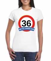 Verkeersbord 36 jaar t-shirt wit dames trend