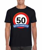Verkeersbord 50 jaar t-shirt zwart heren trend