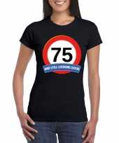 Verkeersbord 75 jaar t-shirt zwart dames trend