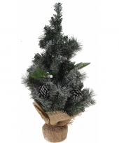 Versierde kunst kerstboom met jute voet 50 cm trend