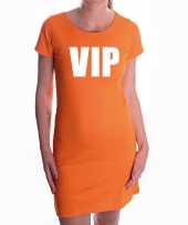 Vip tekst jurkje oranje dames trend