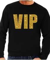 Vip tekst sweater trui zwart met gouden glitter letters heren trend