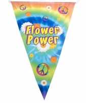 Vlaggenlijn flower power hippie feest decoratie 5 meter trend