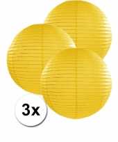 Voordeelverpakking met 3 gele lampionnen 35 cm trend