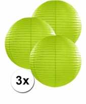 Voordeelverpakking met 3 groene lampionnen 35 cm trend