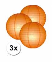 Voordeelverpakking met 3 oranje lampionnen 25 cm trend