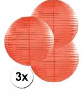 Voordeelverpakking met 3 oranje lampionnen 35 cm trend