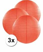 Voordeelverpakking met 3 oranje lampionnen 50 cm trend