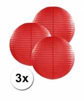 Voordeelverpakking met 3 rode lampionnen 25 cm trend