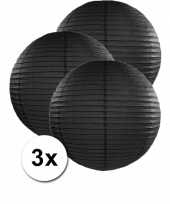 Voordeelverpakking met 3 zwarte lampionnen 50 cm trend