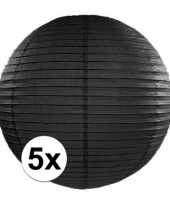 Voordeelverpakking met 5x zwarte lampionnen 35 cm trend