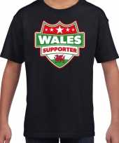 Welsh wales schild supporter t-shirt zwart voor kinderen trend