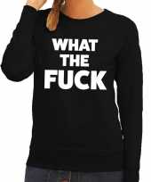What the fuck tekst sweater zwart voor dames trend