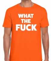 What the fuck tekst t-shirt oranje heren trend