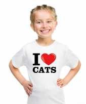 Wit i love cats katten poezen t-shirt kinderen trend