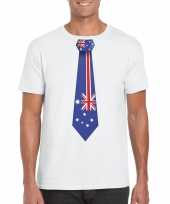 Wit t-shirt met australie vlag stropdas heren trend