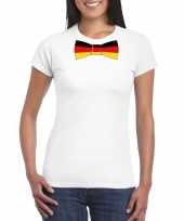 Wit t-shirt met duitsland vlag strikje dames trend