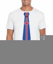 Wit t-shirt met ijsland vlag stropdas heren trend