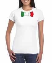 Wit t-shirt met italie vlag strikje dames trend