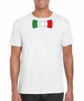 Wit t-shirt met italie vlag strikje heren trend